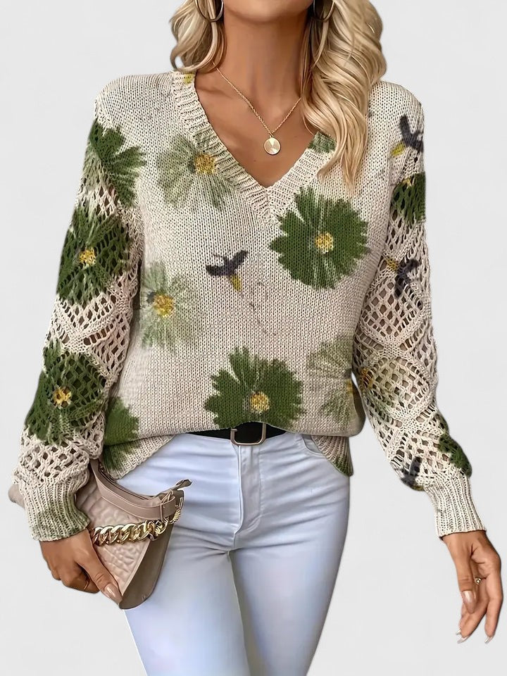 Elegante lichte sweater met bloemenprint