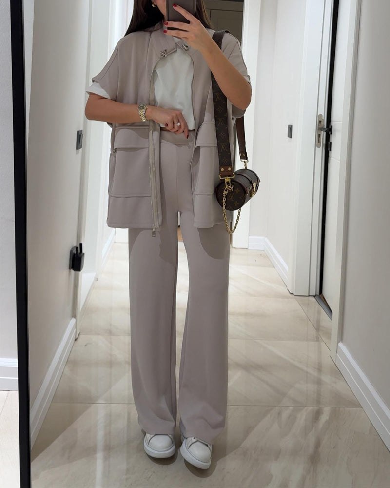 Chic Top and Pants Outfit met stretch taille