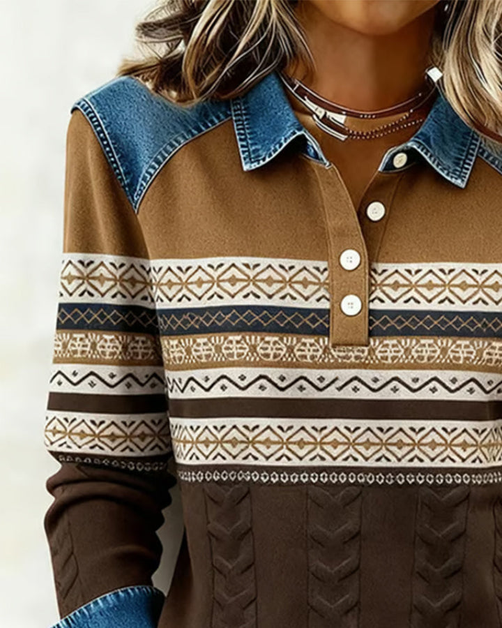 Sweatshirt met button-down kraag