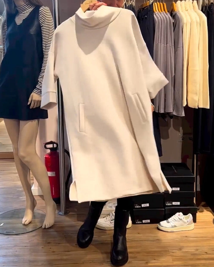 Jurk met cowlneck in effen kleur