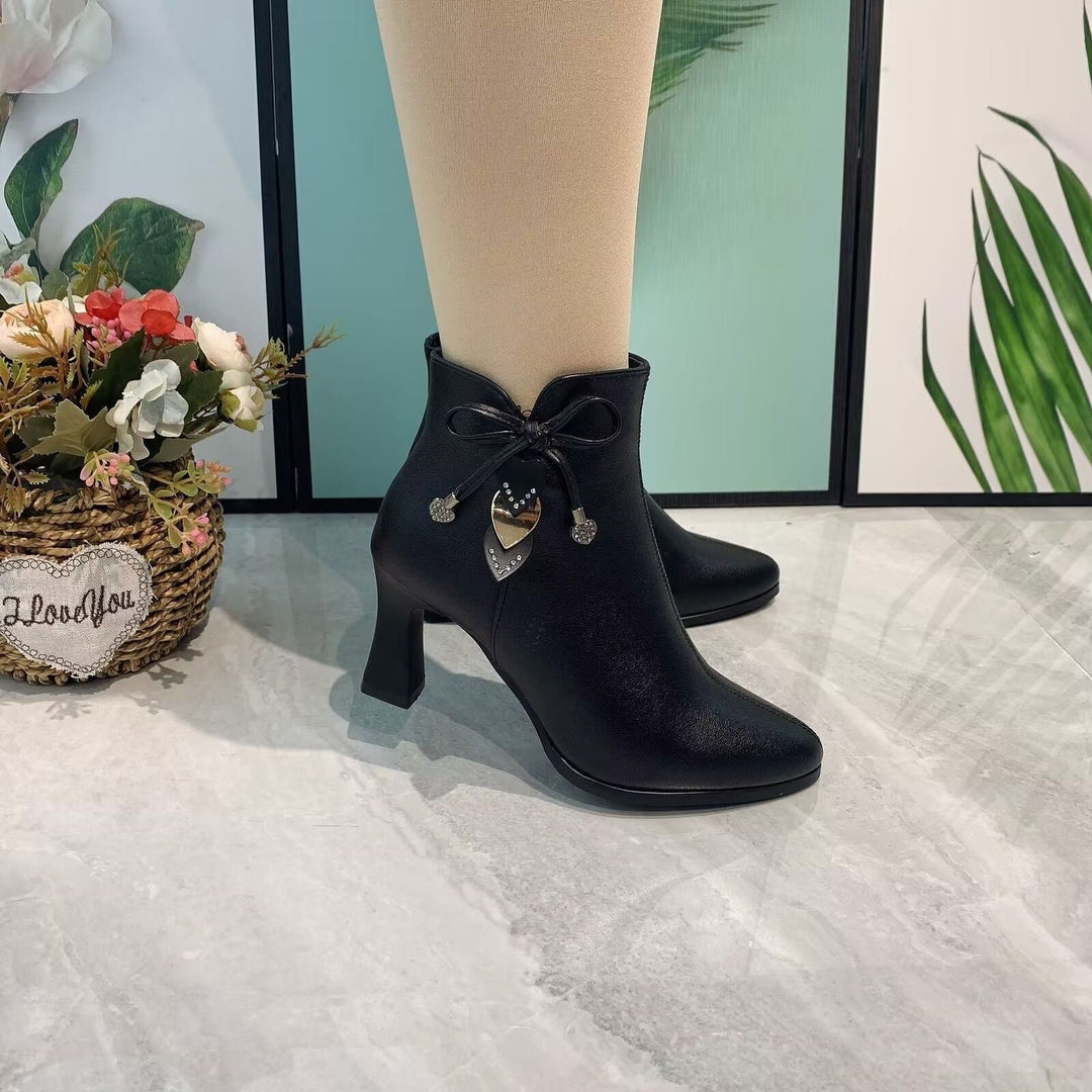 Fashion Enkellaarsjes met Puntneus en Strik