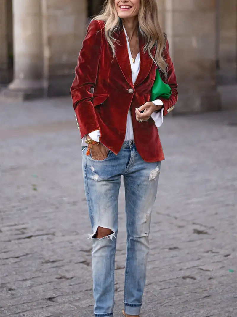 Elegante Velvet Blazer Jacket voor dames