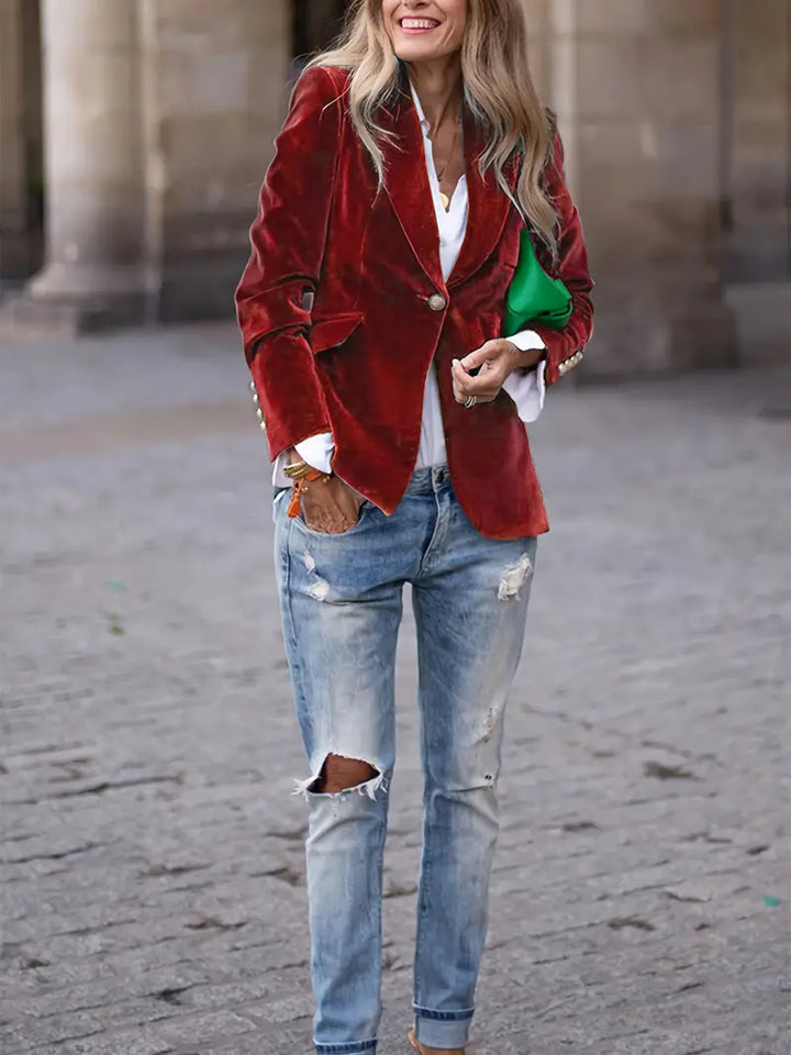 Elegante Velvet Blazer Jacket voor dames