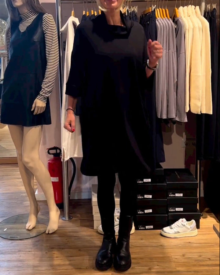 Jurk met cowlneck in effen kleur