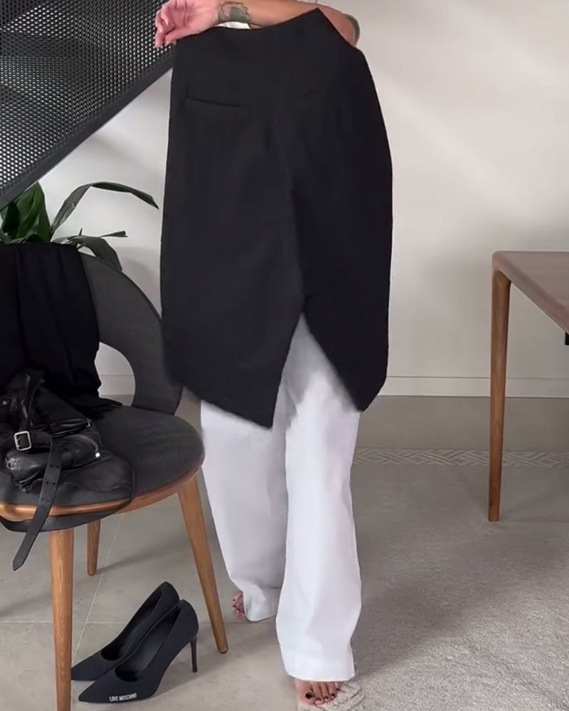 Eenvoudige effen asymmetrische casual broek