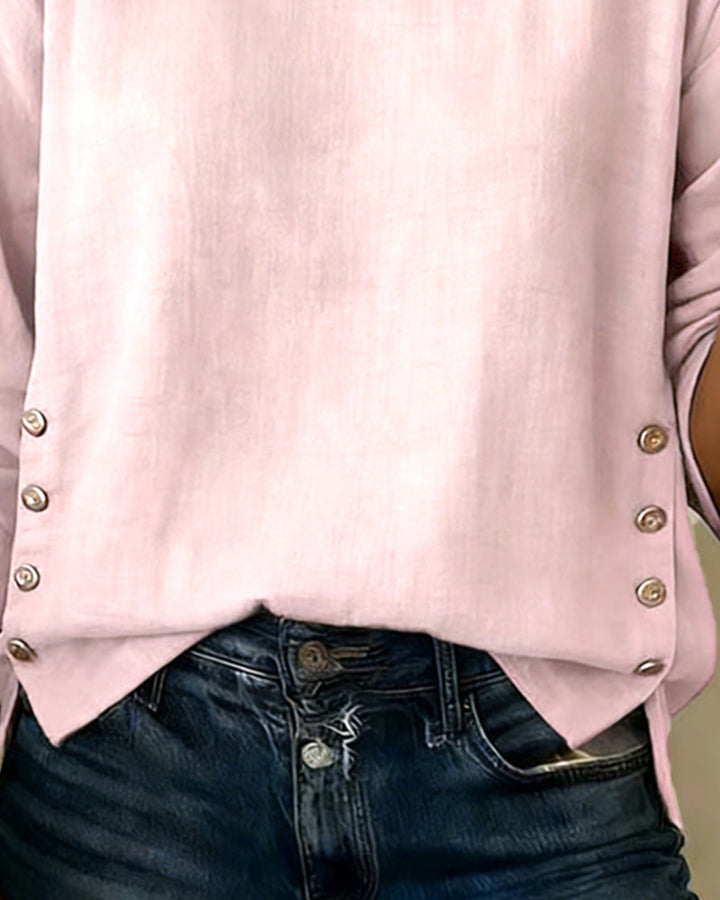 Casual Round Neck top met knoopdetail