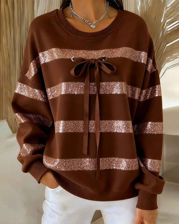 Casual Sweatshirt met Ronde Hals en Strik