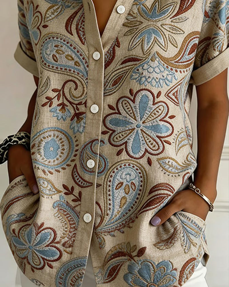Lapel-shirt met Paisley-print