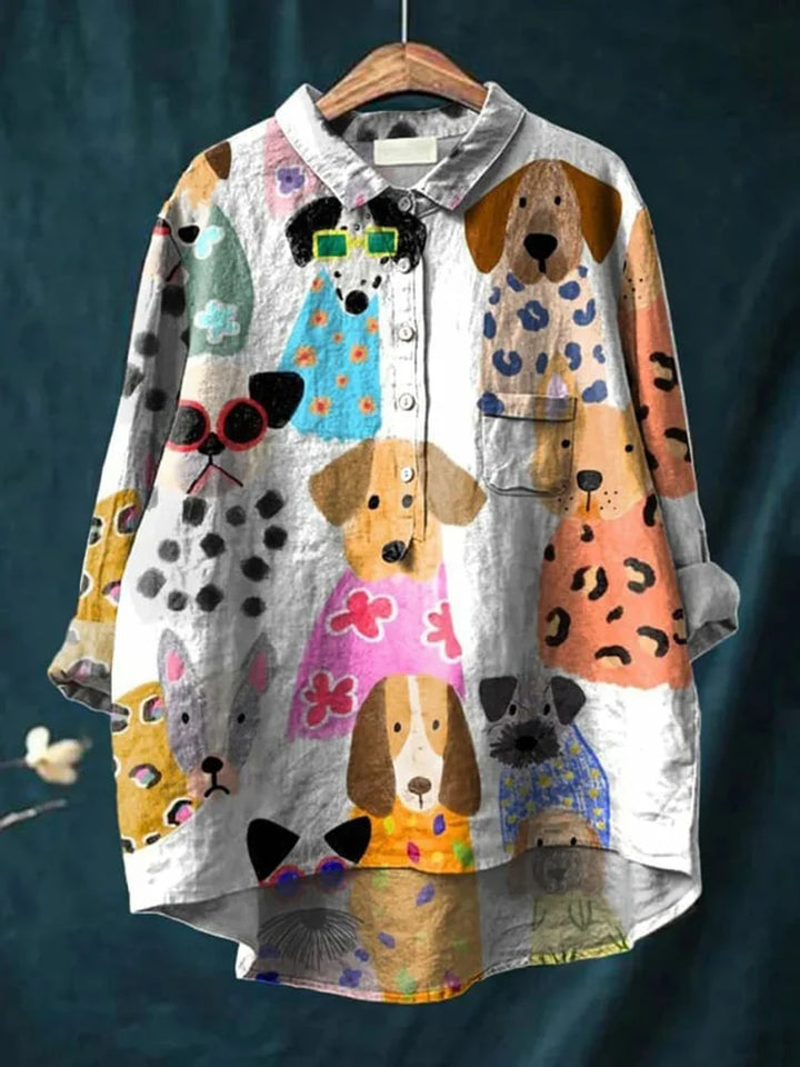 Fiona Dog Art Shirt met speelse print