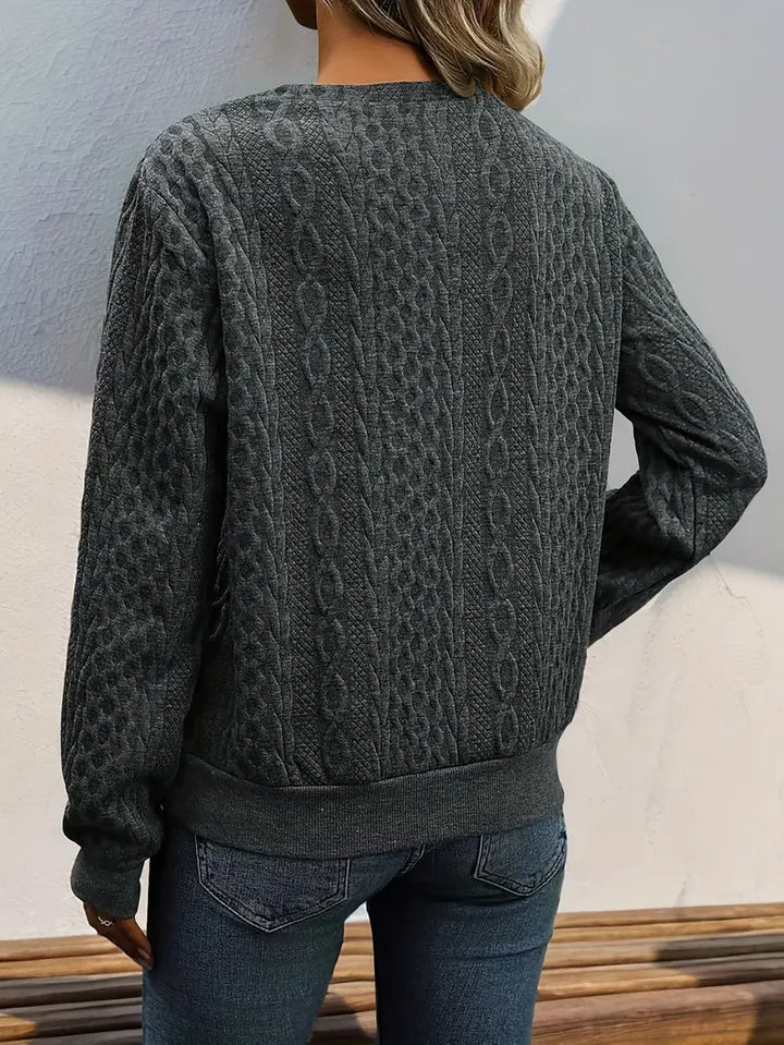 Casual lange mouwen pullover met schuine schouder