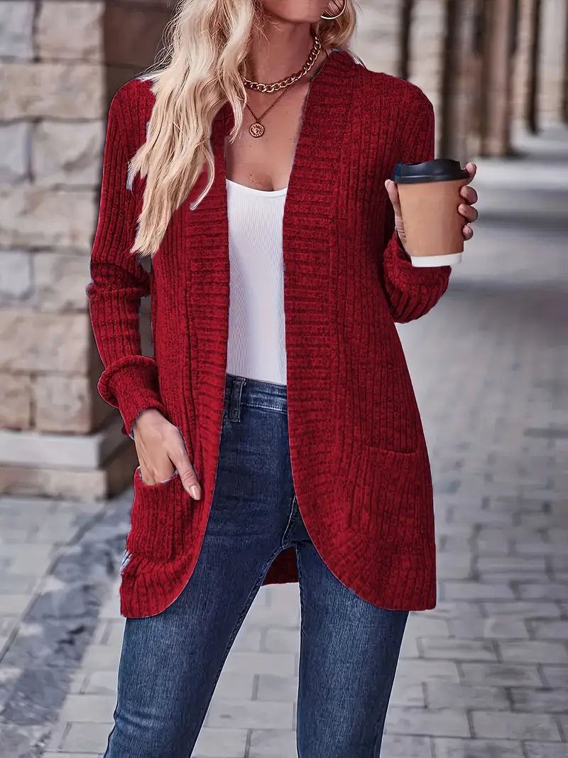 Chic Casual Geribbelde Top met Lange Mouwen