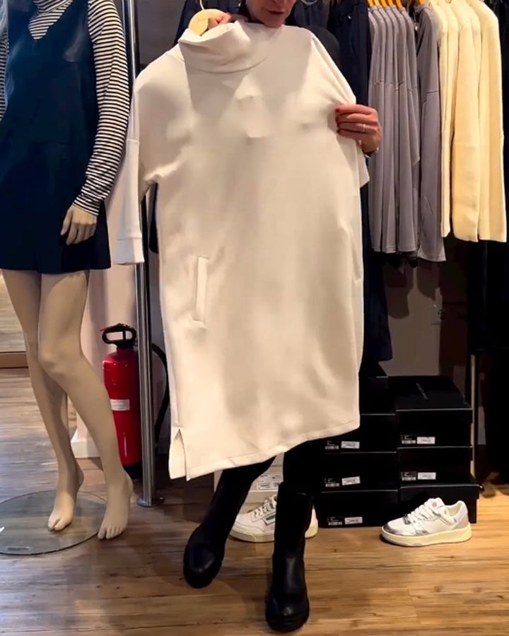 Jurk met cowlneck in effen kleur
