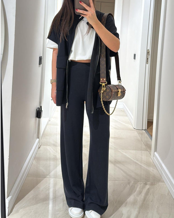 Chic Top and Pants Outfit met stretch taille