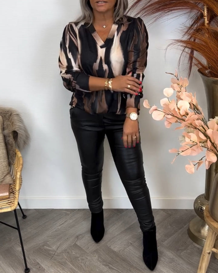 Blouse met contrasterende revers