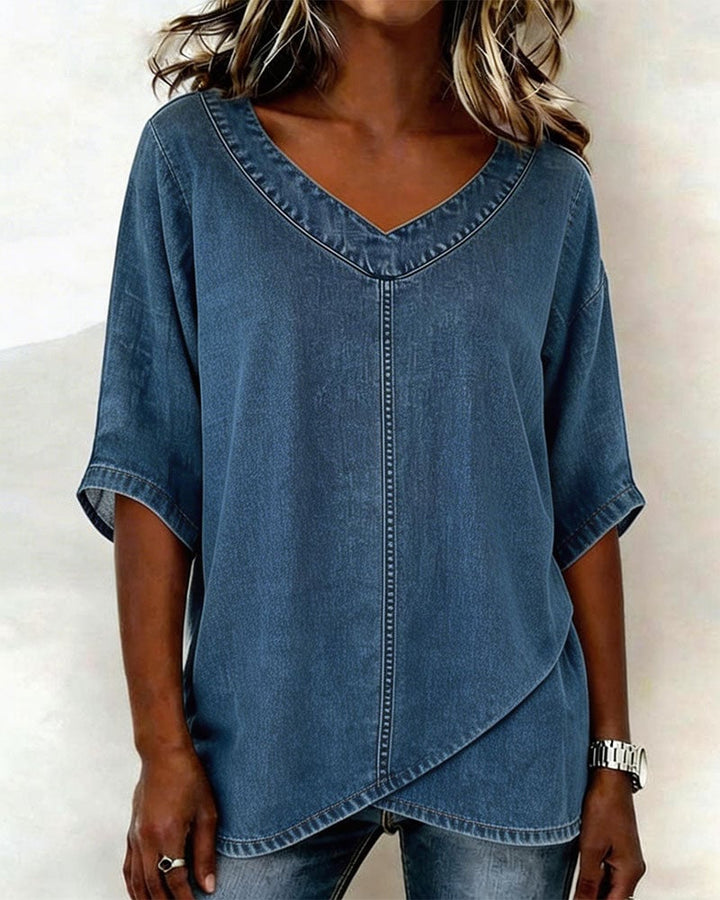 Casual gestreepte top met V-hals