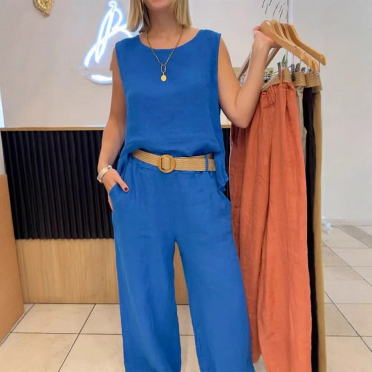 V-hals Pantalon Suit Two-Piece Set