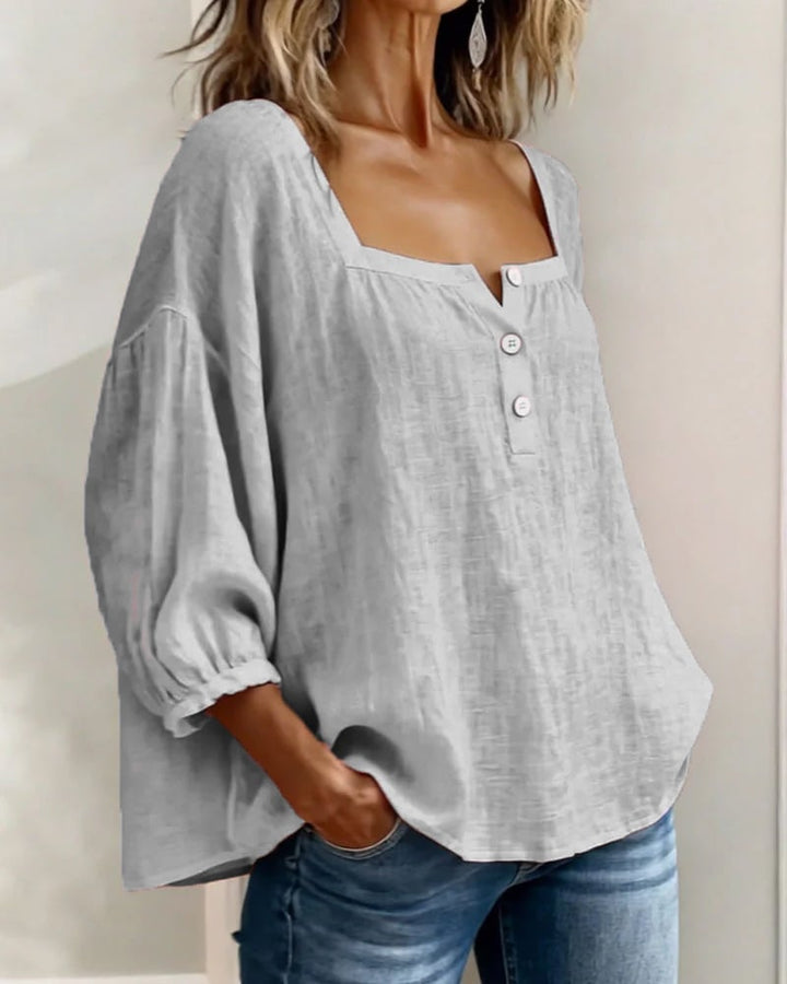 Simpele blouse met vierkante hals en lange mouwen