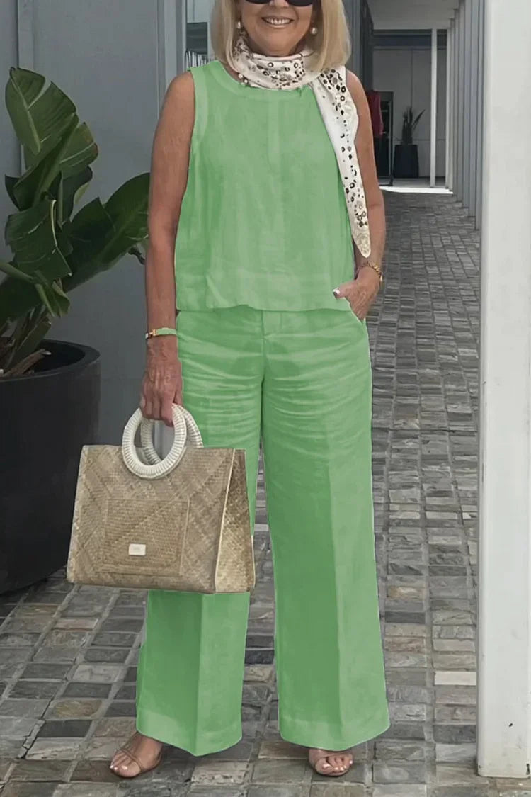 Elegante mouwloze tweedelige set