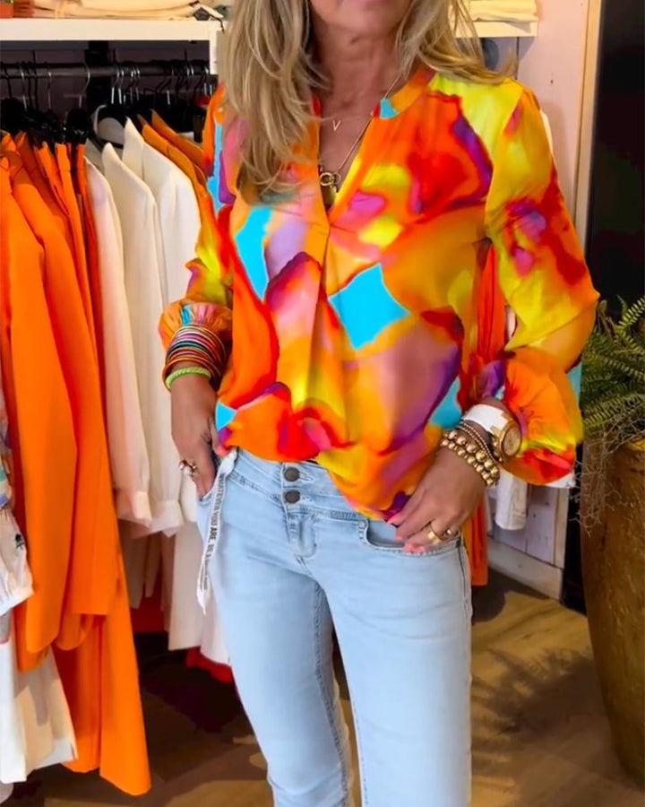 Kleurrijke Casual Blouse met Lange Mouwen