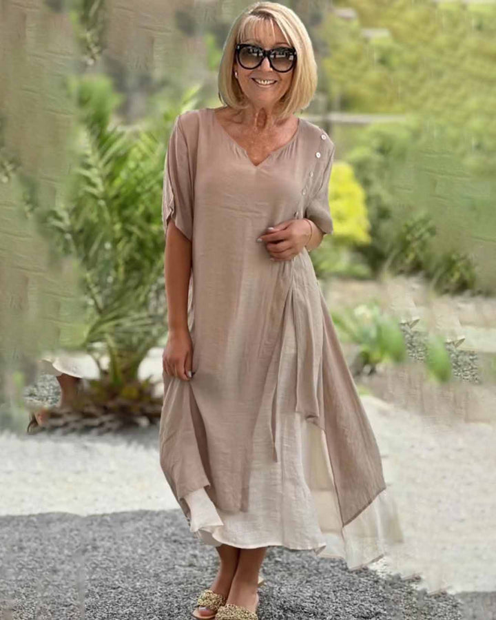 Asymmetrische jurk met korte mouwen