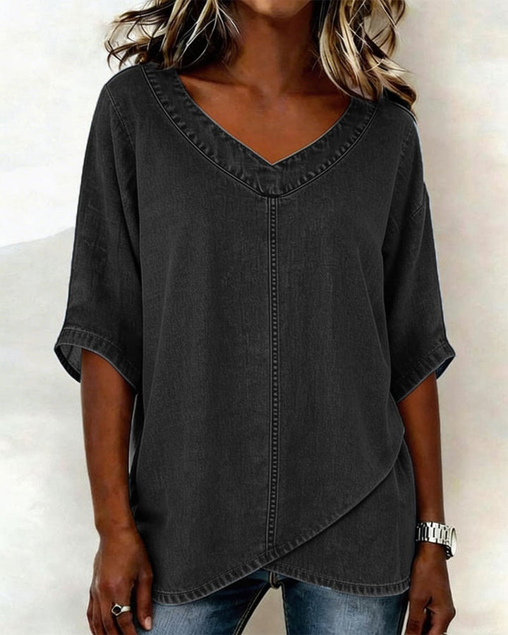 Casual gestreepte top met V-hals