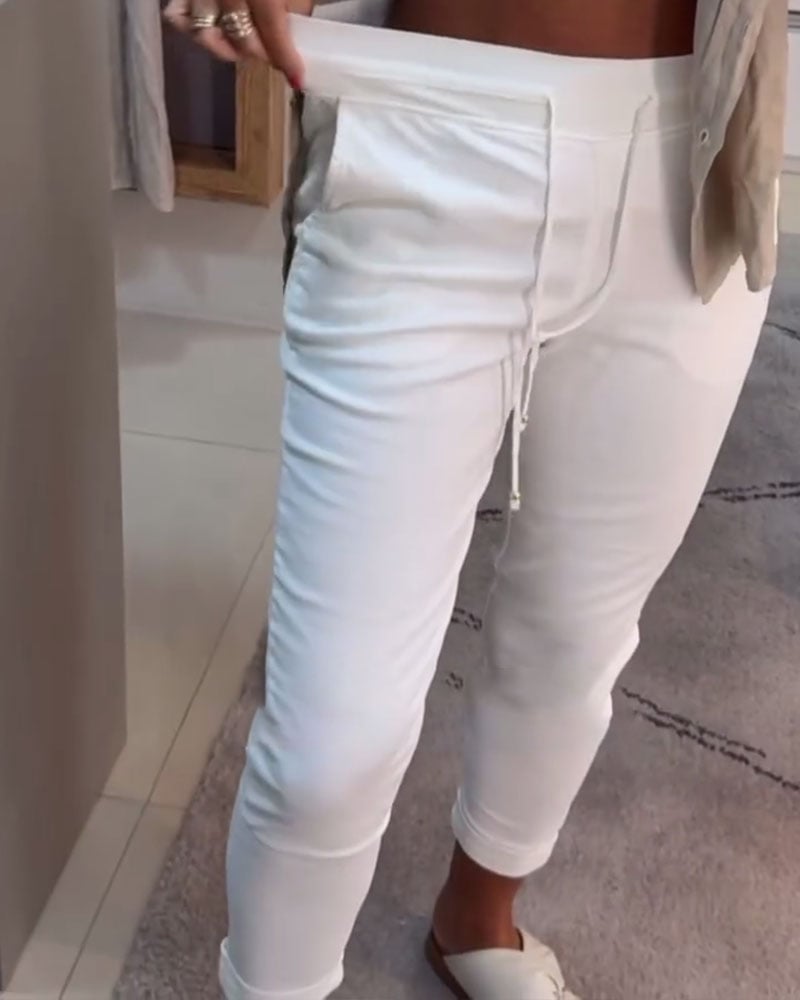 Casual Pencil Pants met trekkoord