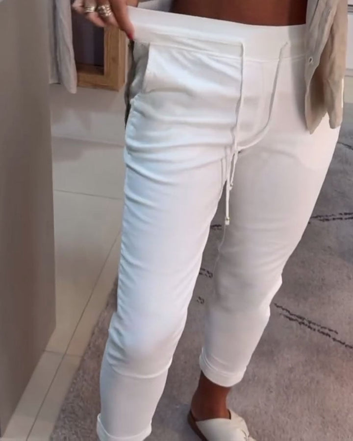Casual Pencil Pants met trekkoord