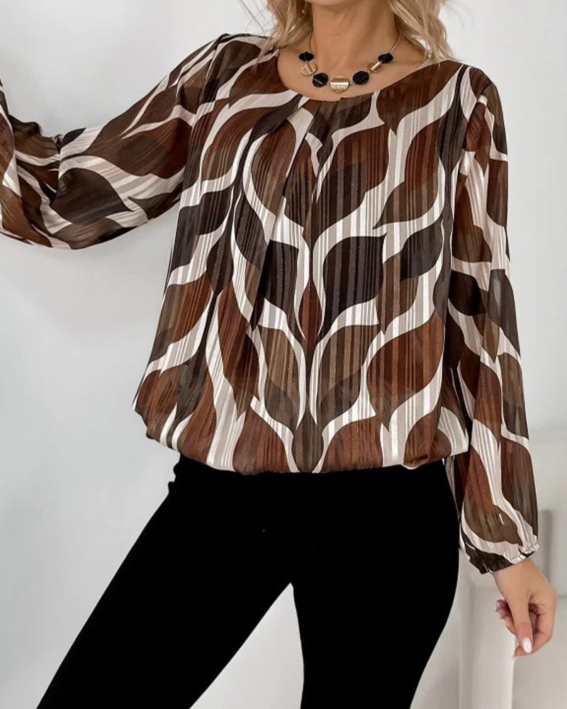 Blouse met lampionmouwen en ronde hals