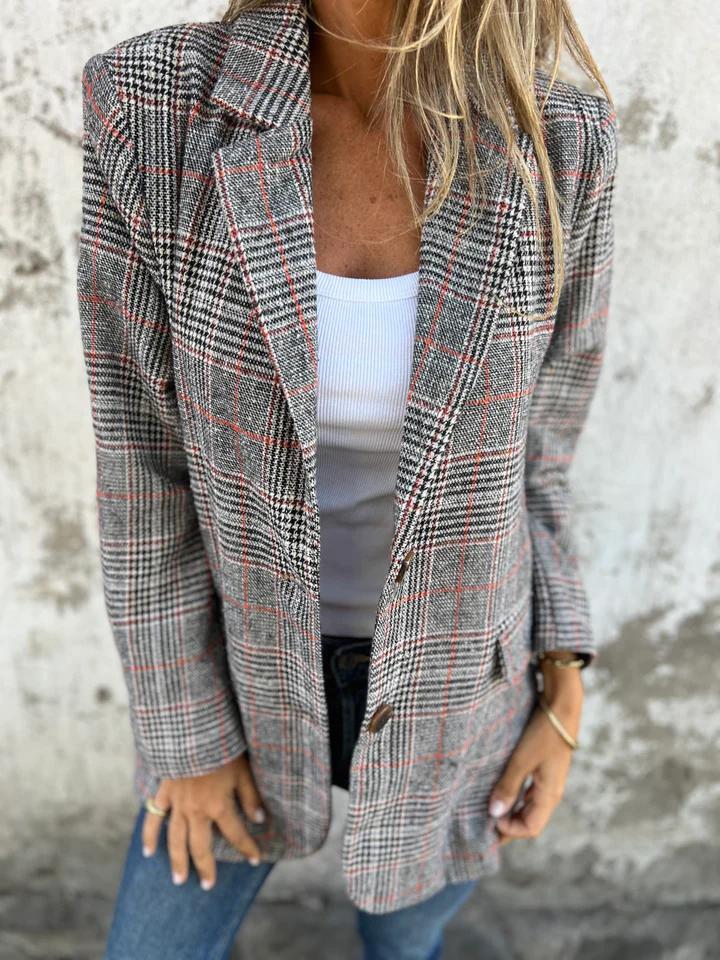 Casual Geruite Blazer met Revers