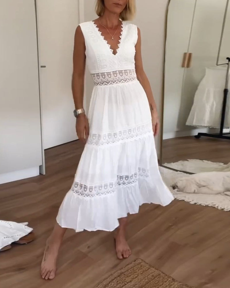 Elegante kanten jurk met V-hals