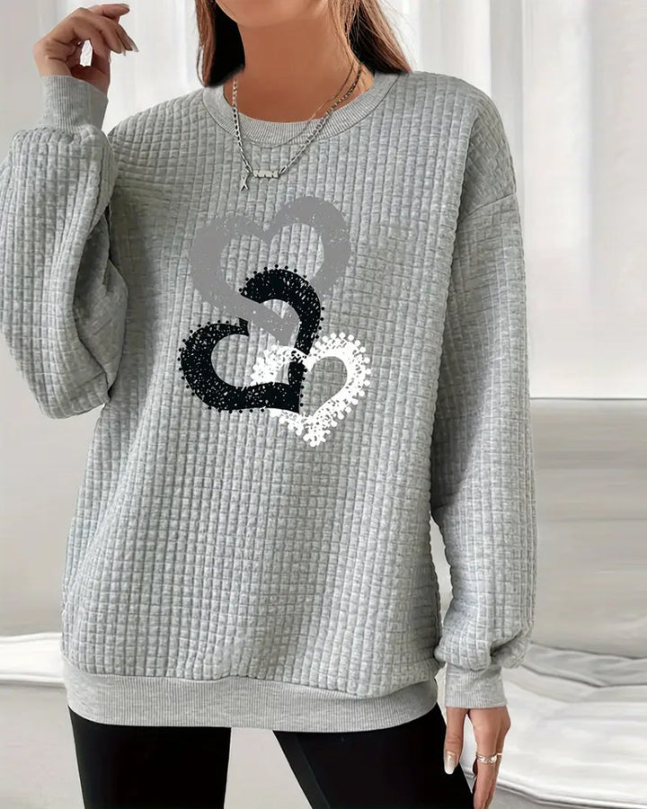 Sweatshirt met lange mouwen en hartprint