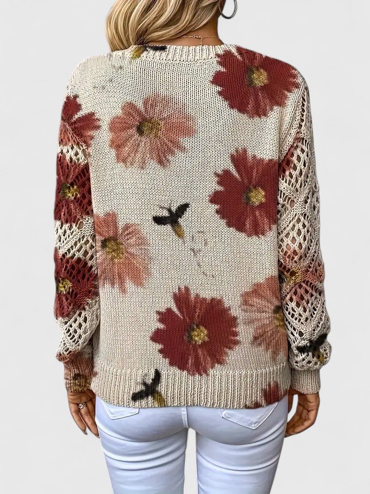 Elegante lichte sweater met bloemenprint