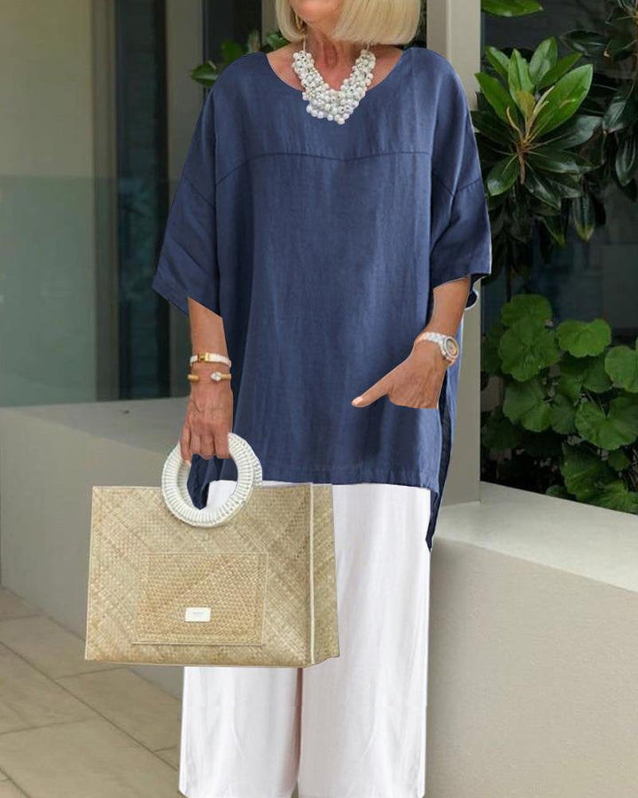 Top Wide Leg Pantalons Tweedelig Pak