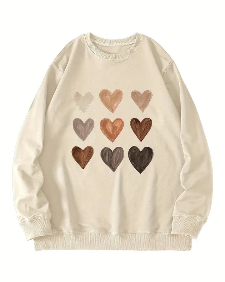Kleurrijke hartvormige pullover sweatshirt