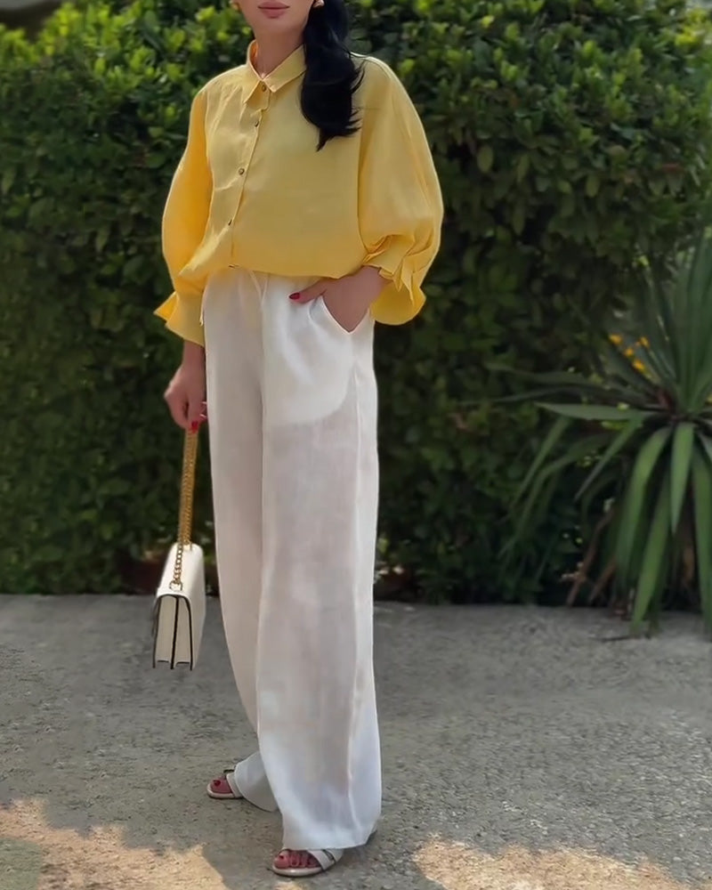 Casual blouse met lange mouwen en knoopsluiting