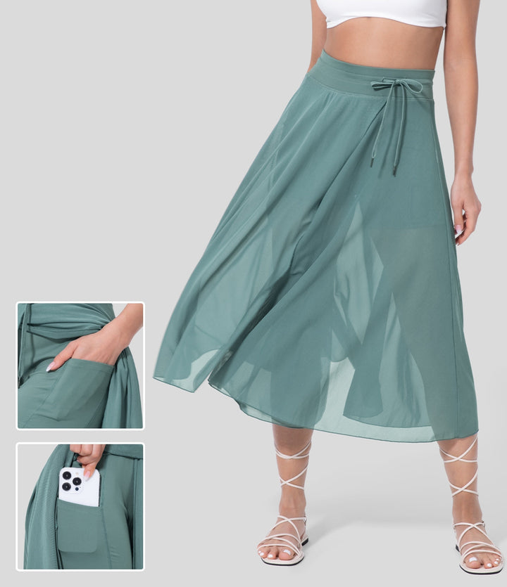 Flowy Geplooide A-Lijn Midi Rok