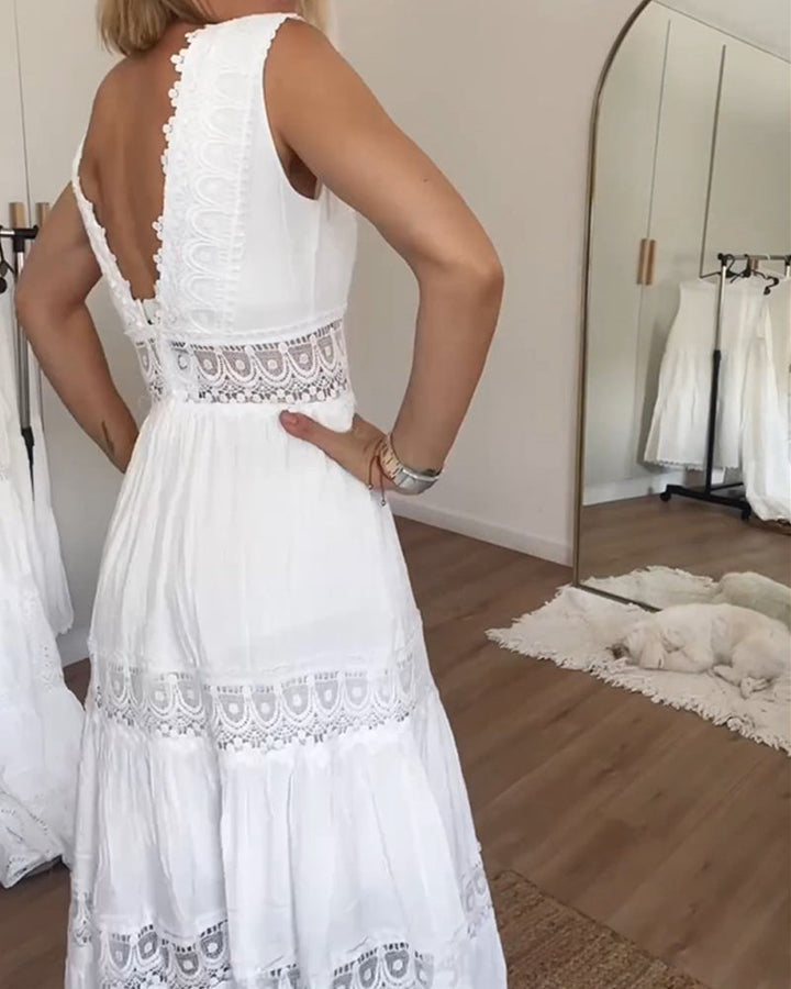 Elegante kanten jurk met V-hals