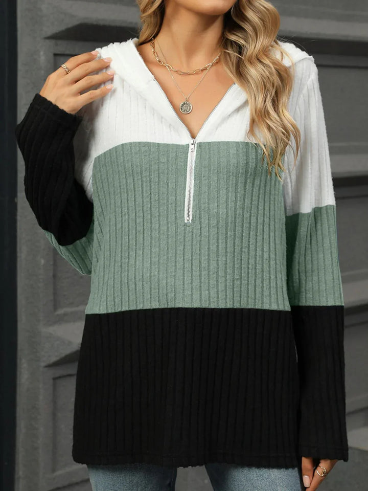 Color Block T-shirt met capuchon en lange mouwen