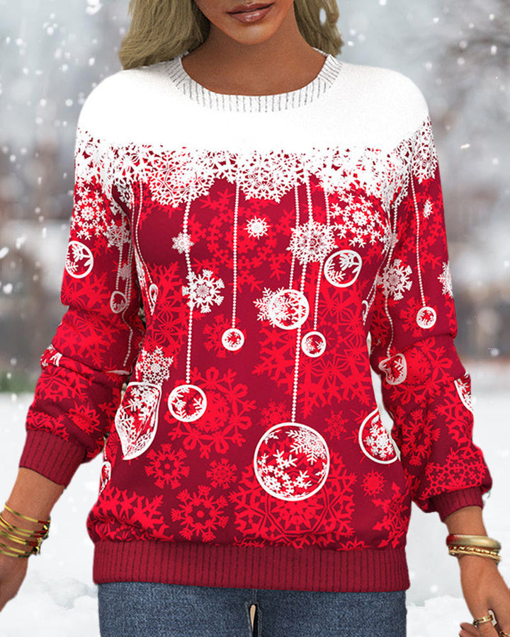 Kersttrui met sneeuwvlokprint
