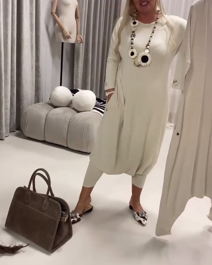 Effen Casual Jumpsuit met Lange Mouwen