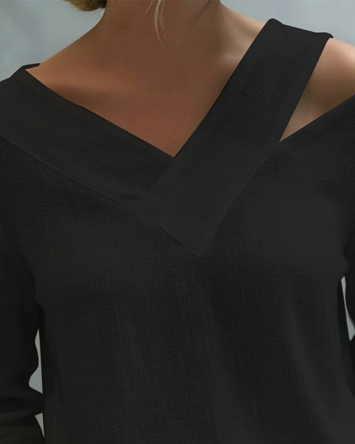 Stijlvolle V-hals Off-The-Shoulder Top