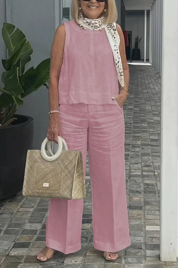 Elegante mouwloze tweedelige set