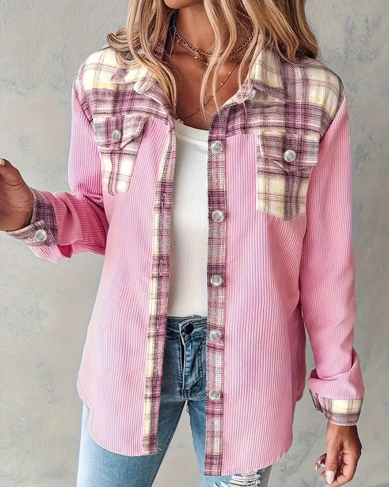 Modieus Plaid Patchwork Overhemd