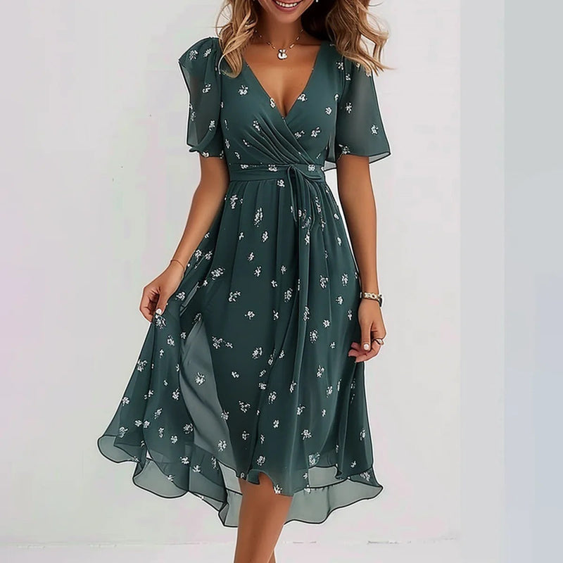 Losse pasvorm Boho-bloemen midi jurk