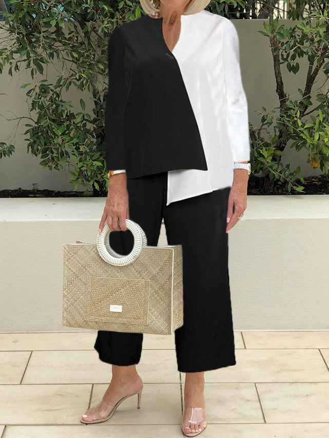 Tweedelig set met asymmetrische zoom top & broek