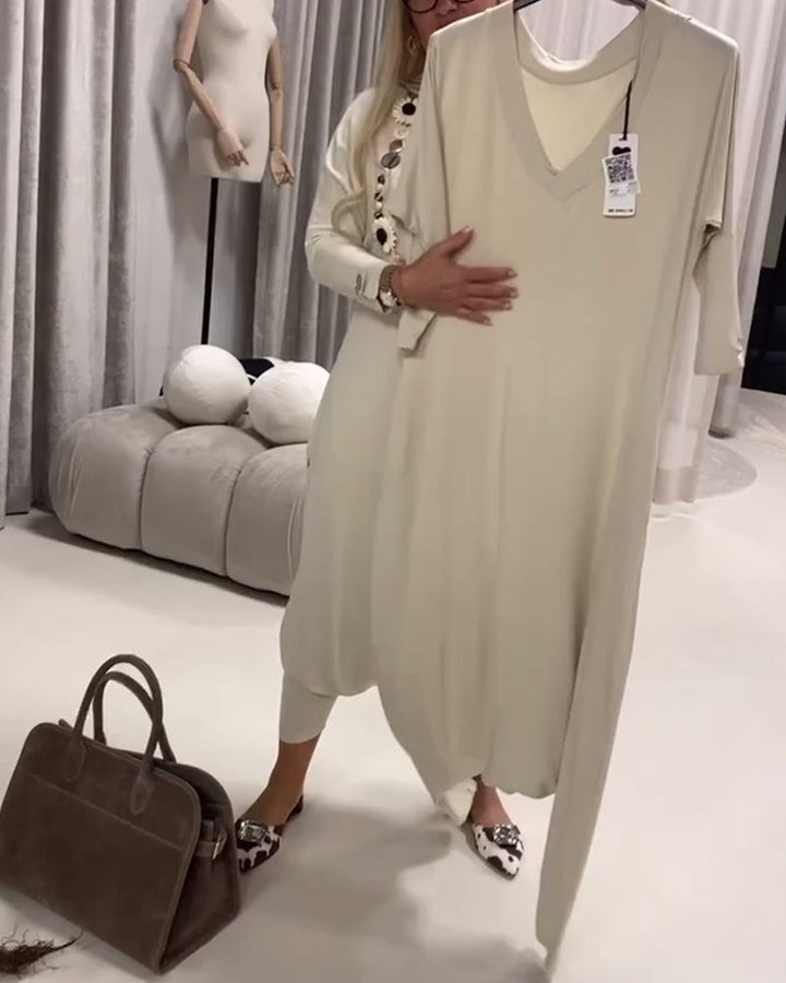 Effen Casual Jumpsuit met Lange Mouwen