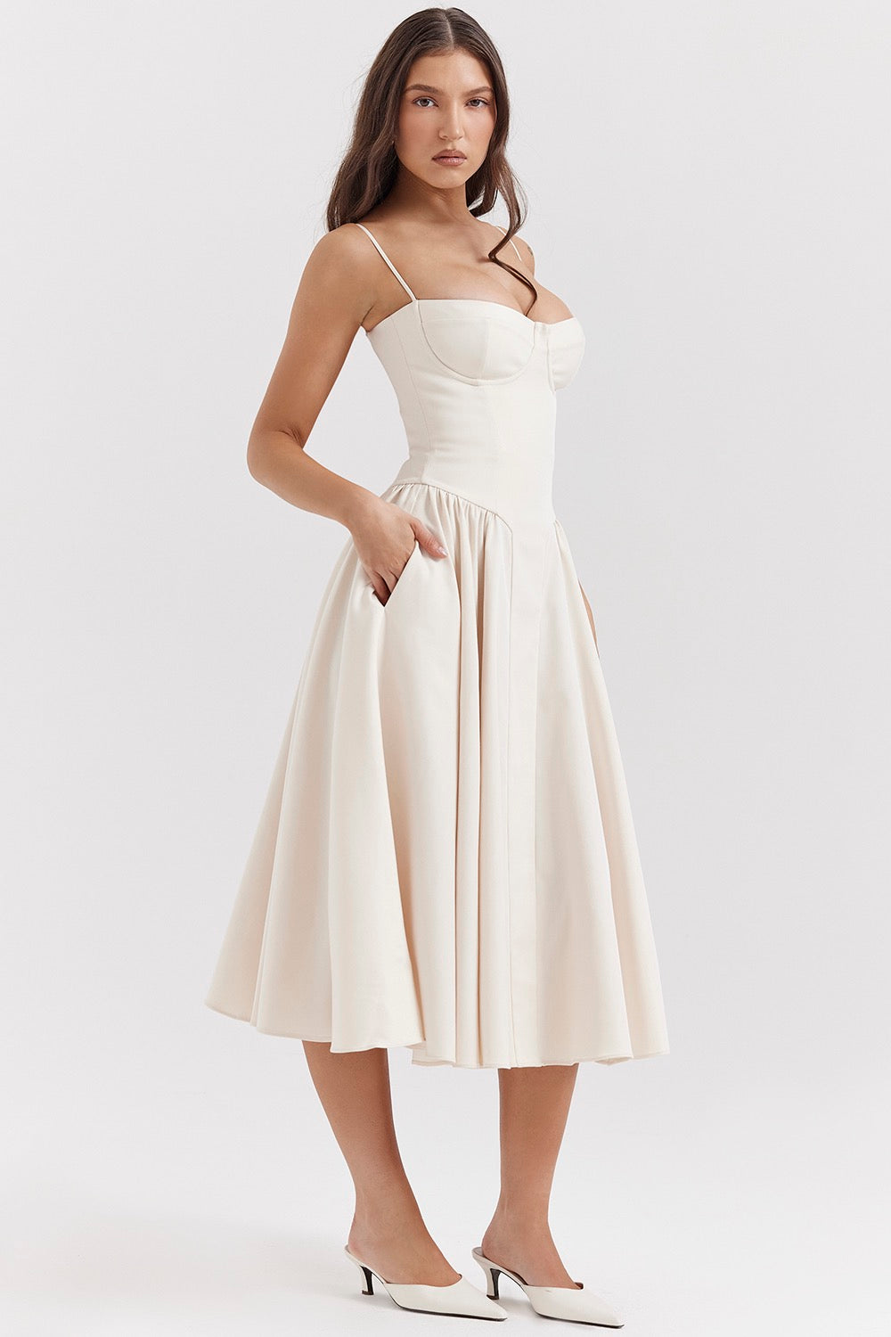 Vintage modieuze mouwloze lange jurk
