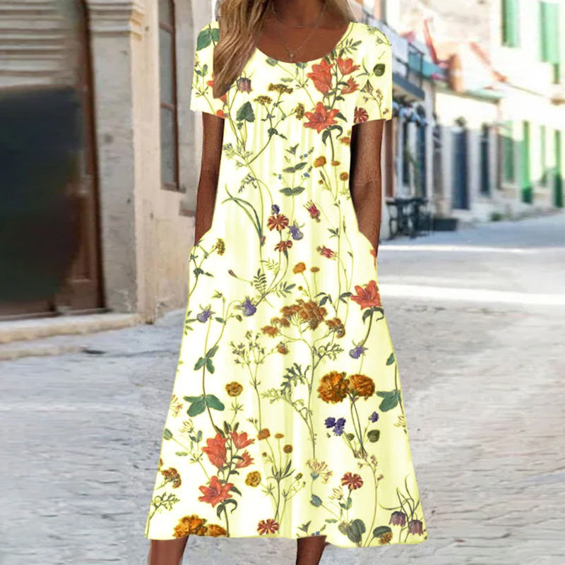 Casual Boho Floral Midi-jurk