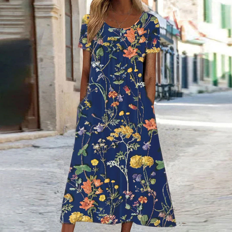 Casual Boho Floral Midi-jurk