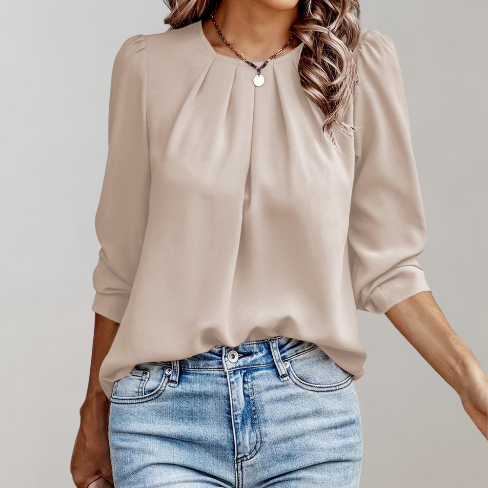 Minty Puff Sleeve Geplooide Blouse